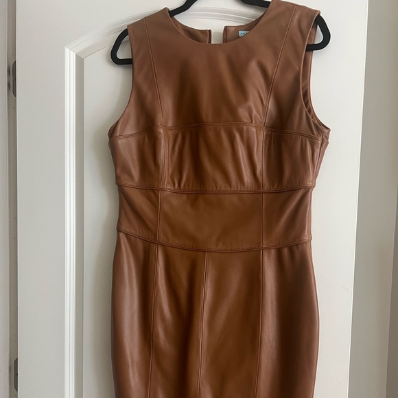 ANTONIO MELANI Brown Leather Midi Dress - Picture 1 of 3
